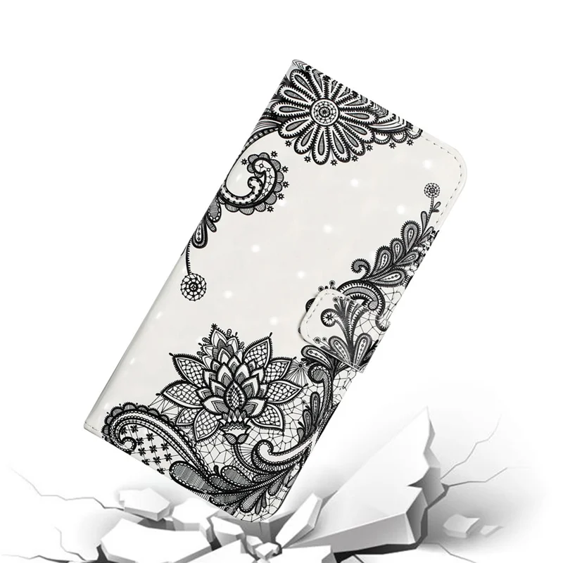 3D Cute Pattern Printing Wallet PU Leather Wallet Case Flip Folio Stand View for Samsung Galaxy A02s (164.2mm) / M02s - Diagonal Flower