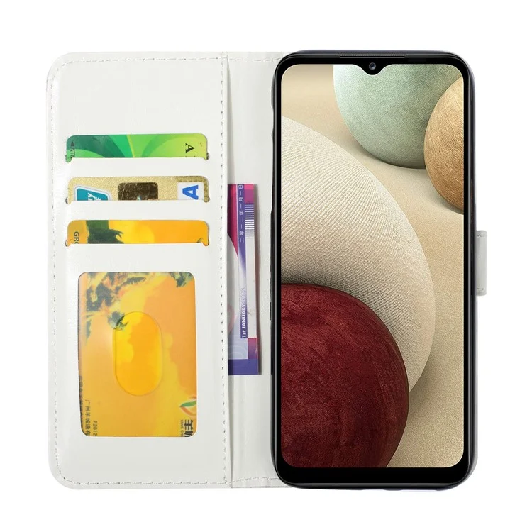 Custodia portafoglio in pelle PU con stampa 3D di moda creativa 3D per Samsung Galaxy A22 4G (versione EU) - Farfalla rosa/blu