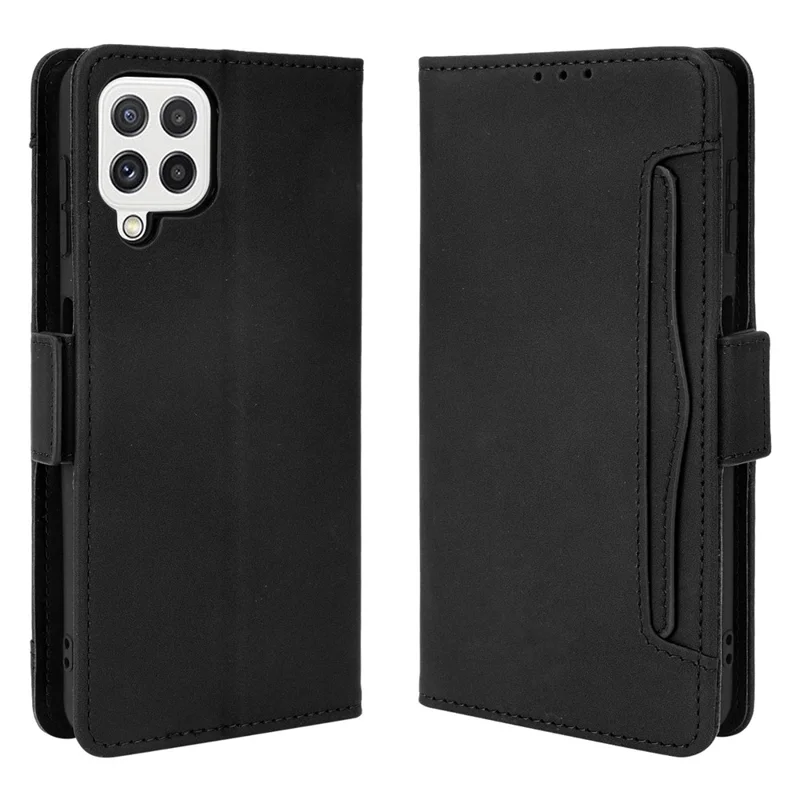 Etui portfel z funkcją uchwytu z wieloma slotami na karty do Samsung Galaxy A22 4G (wersja UE) - Czarny