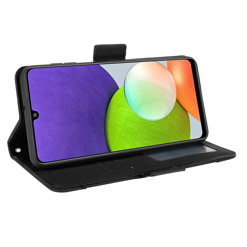 Etui portfel z funkcją uchwytu z wieloma slotami na karty do Samsung Galaxy A22 4G (wersja UE) - Czarny
