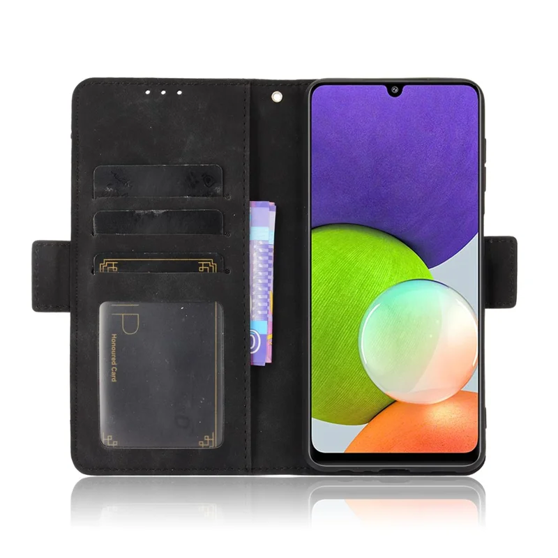Etui portfel z funkcją uchwytu z wieloma slotami na karty do Samsung Galaxy A22 4G (wersja UE) - Czarny