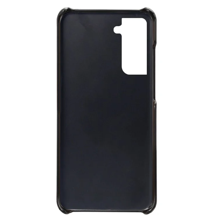 KSQ Well-Protected PU Leather Coated Hard PC Case with Dual-Card Slots Design for Samsung Galaxy S21 FE - Black