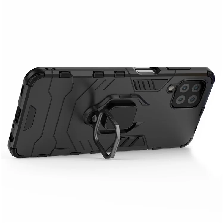 PC TPU Hybrid Phone Case Cover with Ring Holder Kickstand for Samsung Galaxy A22 4G (EU Version) - Black