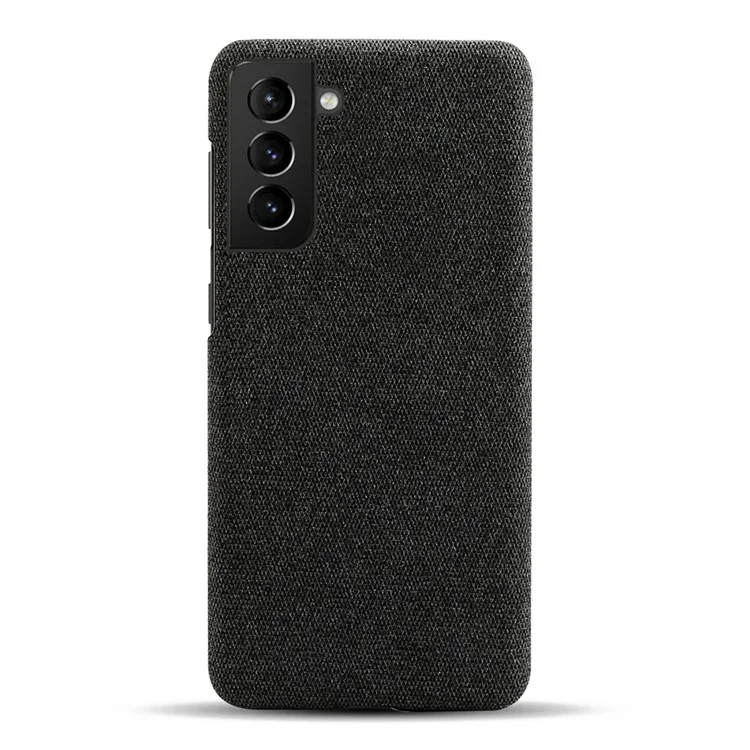 KSQ Well-Protected Hard Plastic Cover Coated with Cloth Back Case for Samsung Galaxy S21 FE - Schwarz