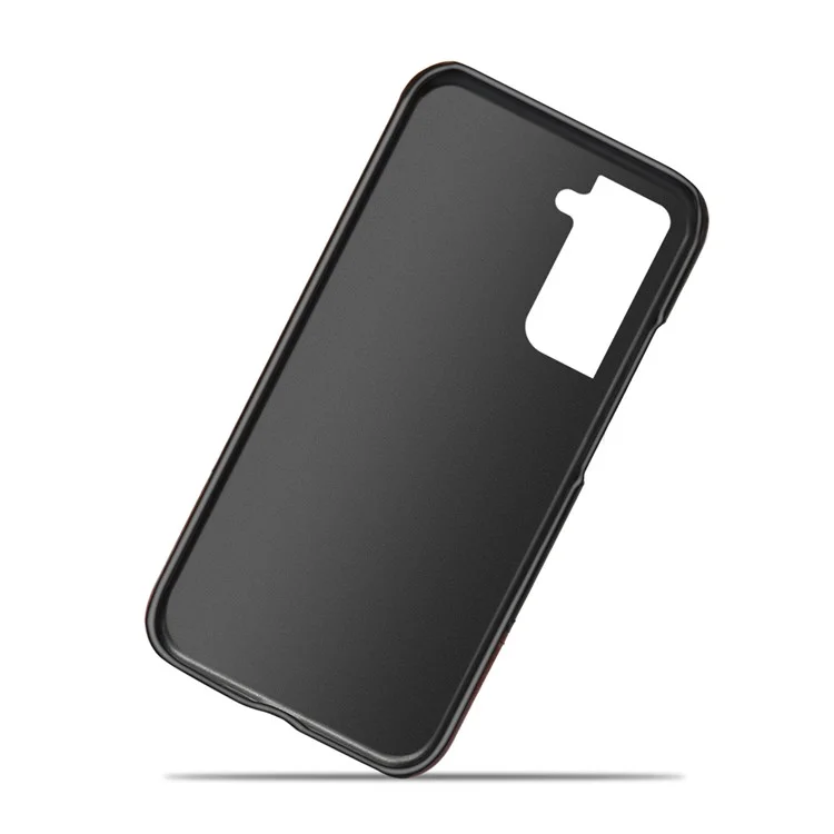 KSQ Dual-color PU Leather Splicing Coated PC Protective Case per Samsung Galaxy S21 FE - Rosso/Nero