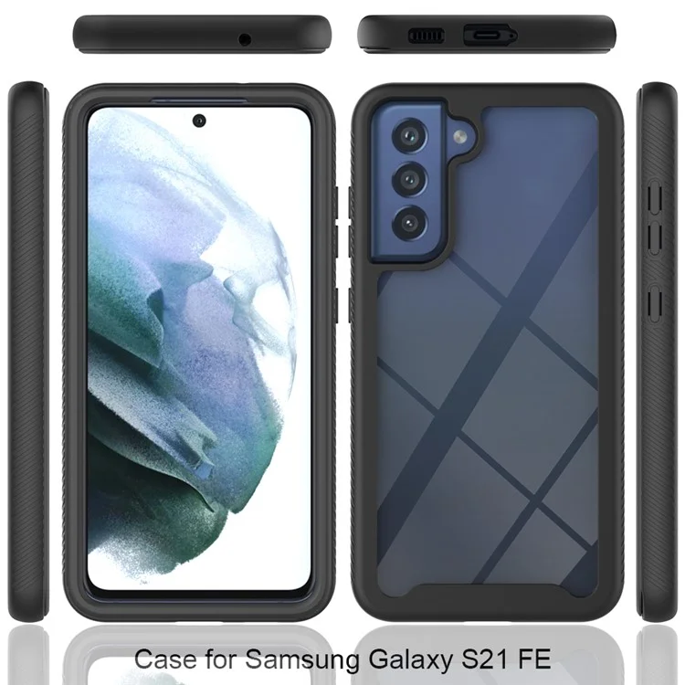 PC + TPU + Acryl-Hybrid-Schutzhülle Stoßfeste Handyhülle für Samsung Galaxy S21 FE - Schwarz