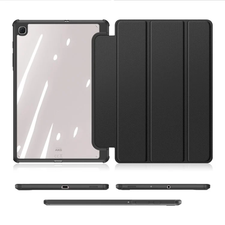 Dux Ducis Toby Toby Tri-fold Stand Protective Soft PU Shell Couvercle Avec Sommeil Automatique / Réveil Pour Samsung Galaxy Tab S6 Lite P610 / P615 / S6 Lite (2022) - le Noir