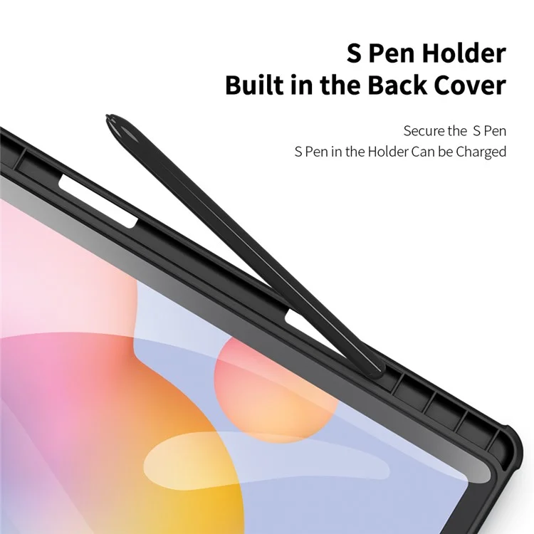 Dux Ducis Toby Series Tri-fold Stand Protective Soft pu Shell Cover Mit Autoschlaf / Wake For Samsung Galaxy Tab S6 Lite P610/P615/S6 Lite (2022) - Schwarz