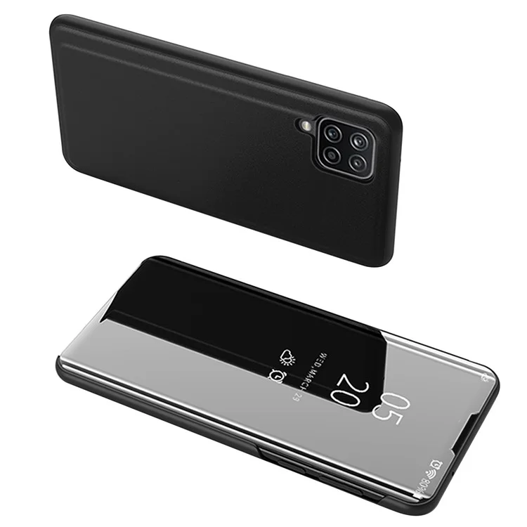Custodia in pelle flip folio placcata in superficie per Samsung Galaxy A22 4G (versione UE)/M32 (versione globale) - Nero