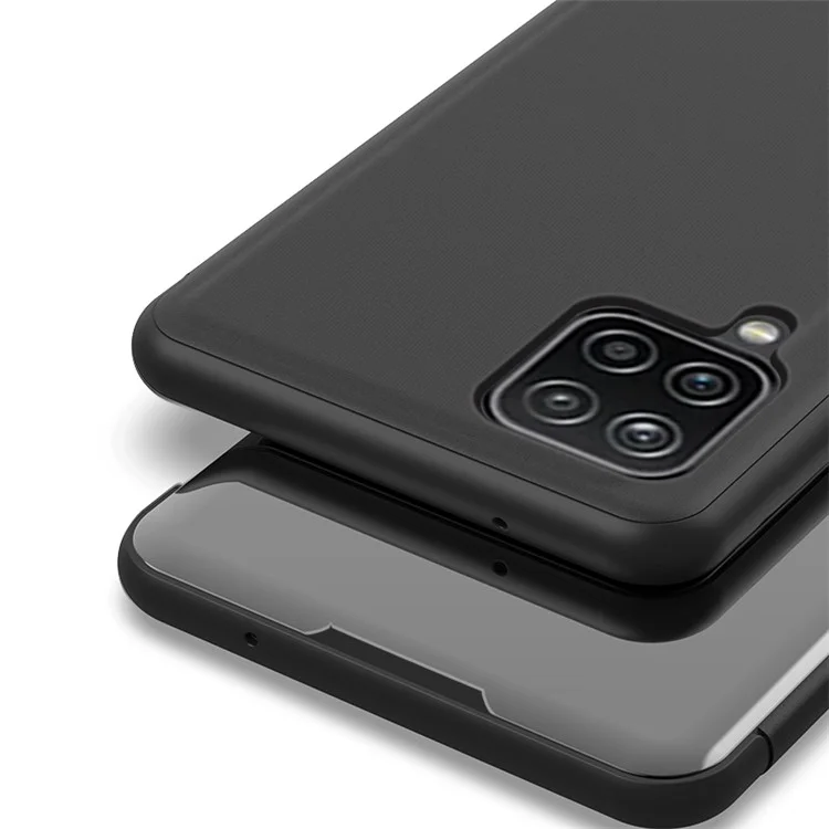 Custodia in pelle flip folio placcata in superficie per Samsung Galaxy A22 4G (versione UE)/M32 (versione globale) - Nero