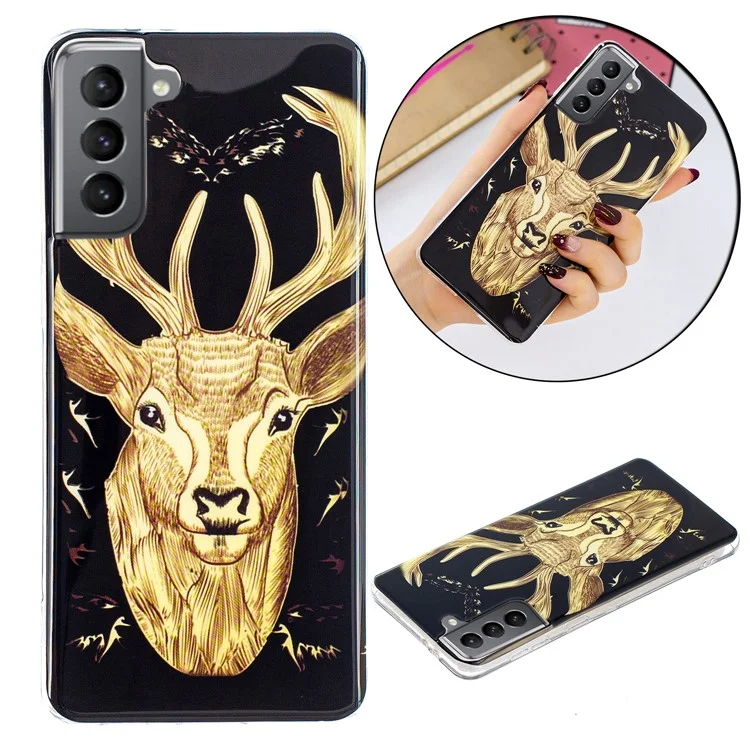 Slim Mince Noctiloque Soft TPU Soft TPU Glow Dans Les Cas De Téléphone Protecteur De Protection Antichoc Pour Samsung Galaxy S21 Fe - Tête De Cerf