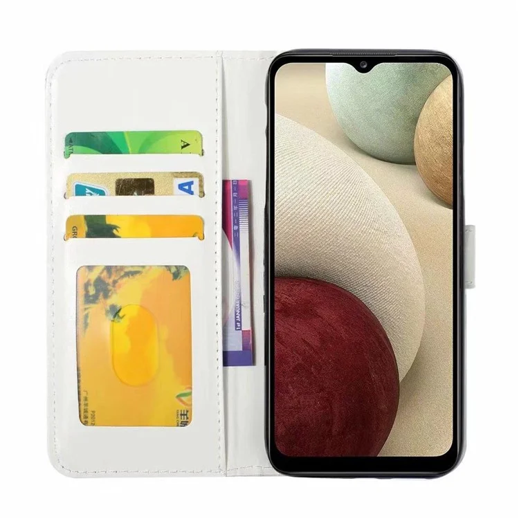 Wallet Stand Design Pattern Printing Leather Phone Case Cover for Samsung Galaxy A12 - Peacock Flower