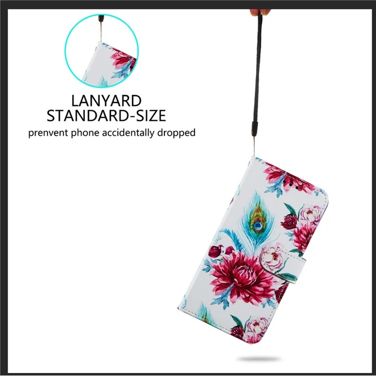 Wallet Stand Design Pattern Printing Leather Phone Case Cover for Samsung Galaxy A12 - Peacock Flower