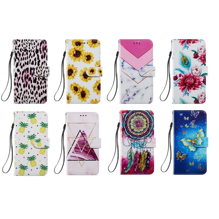 Wallet Stand Design Pattern Printing Leather Phone Case Cover for Samsung Galaxy A12 - Peacock Flower