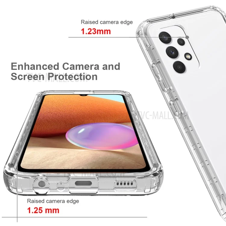 Cover Protettiva Rimovibile Clear Slim 2-in-1 Progettata Trasparente Anti-Graffio PC+TPU per Samsung Galaxy A32 4G