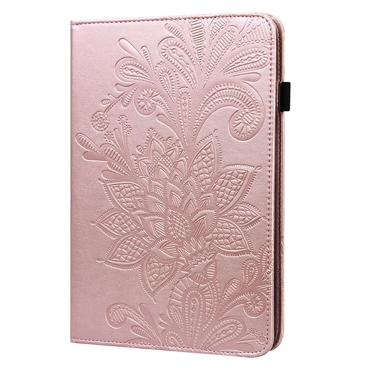 Custodia Tablet in Pelle PU Protettiva Antishock con Motivo a Fiori Stampato per Samsung Galaxy Tab S7 / Tab S8 - Rosa Oro