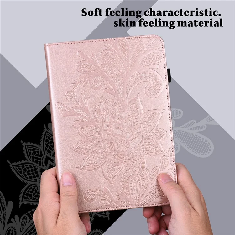 Custodia Tablet in Pelle PU Protettiva Antishock con Motivo a Fiori Stampato per Samsung Galaxy Tab S7 / Tab S8 - Rosa Oro