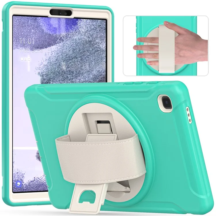 Para Samsung Galaxy Tab A7 Lite 8.7 pulgadas T220/T225/T225N/T225C Funda de tableta con soporte giratorio de 360° con PC + TPU y correa para la mano - Cian