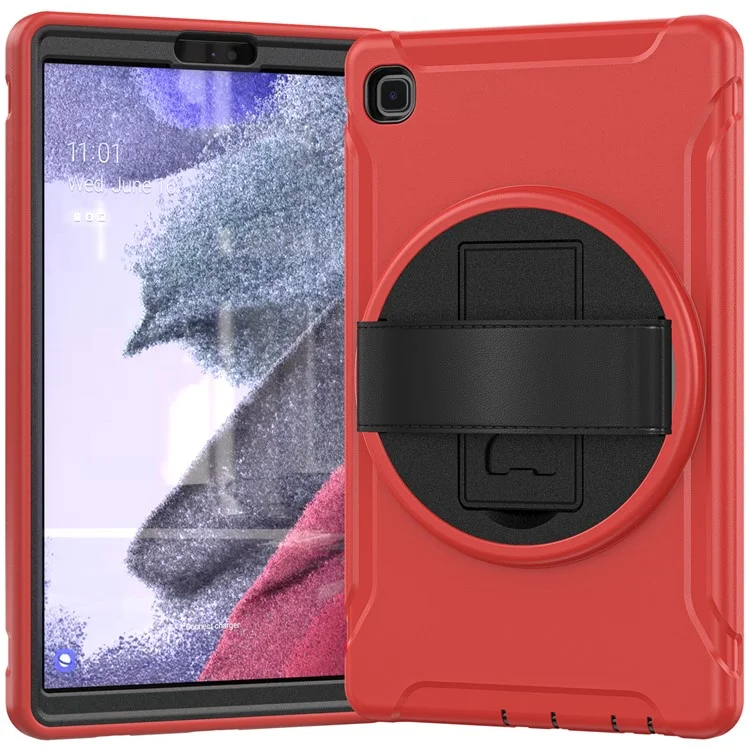 For Samsung Galaxy Tab A7 Lite 8.7-inch T220/T225/T225N/T225C 360° Rotary Kickstand PC + TPU Tablet Case with Hand Strap - Red