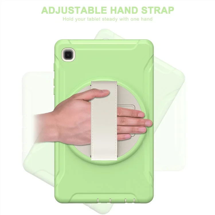 Para Samsung Galaxy Tab A7 Lite 8.7-Polegada T220 / T225 / T225N / T225C 360 ° Rotary Kickstand PC + TPU Tablet Caso Com Alça De Mão - Luz Verde