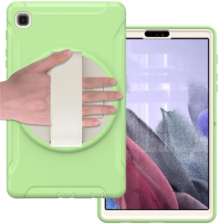 Para Samsung Galaxy Tab A7 Lite 8.7-Polegada T220 / T225 / T225N / T225C 360 ° Rotary Kickstand PC + TPU Tablet Caso Com Alça De Mão - Luz Verde