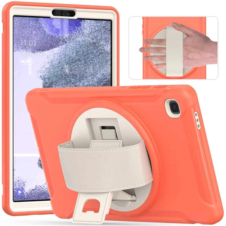 Per Samsung Galaxy Tab A7 Lite 8,7 Pollici T220 / T225 / T225N / T225C / T225N / T225C 360 ° Kistacco Rotante PC + TPU Custodia Tablet Con Cinturino A Mano - Arancia