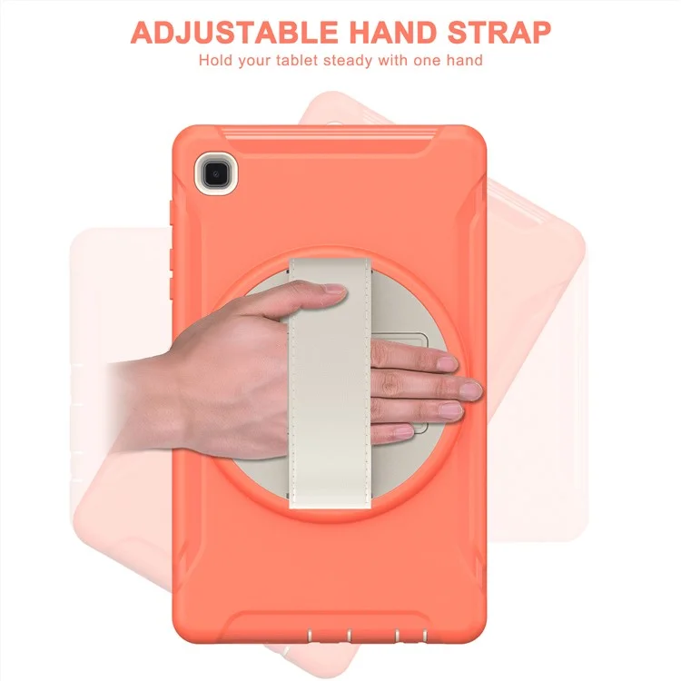 Per Samsung Galaxy Tab A7 Lite 8,7 Pollici T220 / T225 / T225N / T225C / T225N / T225C 360 ° Kistacco Rotante PC + TPU Custodia Tablet Con Cinturino A Mano - Arancia