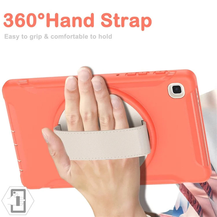 Per Samsung Galaxy Tab A7 Lite 8,7 Pollici T220 / T225 / T225N / T225C / T225N / T225C 360 ° Kistacco Rotante PC + TPU Custodia Tablet Con Cinturino A Mano - Arancia