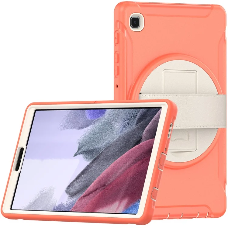 Per Samsung Galaxy Tab A7 Lite 8,7 Pollici T220 / T225 / T225N / T225C / T225N / T225C 360 ° Kistacco Rotante PC + TPU Custodia Tablet Con Cinturino A Mano - Arancia