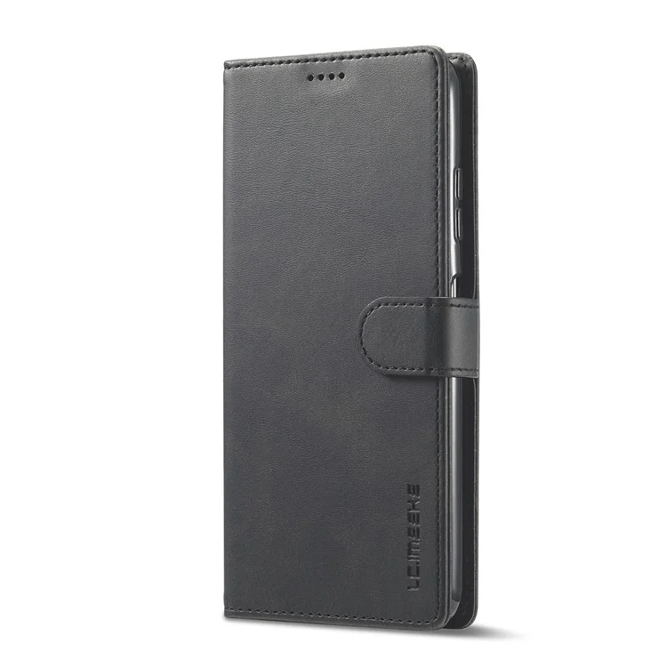 LC.IMEEKE Funda de teléfono de piel con soporte y protección total para Samsung Galaxy A22 5G (versión europea) - Negro