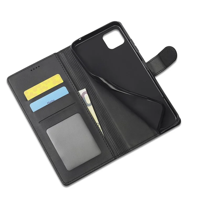 LC.IMEEKE Funda de teléfono de piel con soporte y protección total para Samsung Galaxy A22 5G (versión europea) - Negro