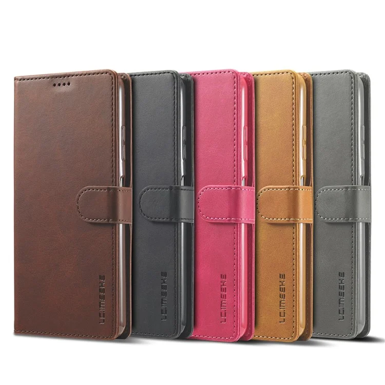 LC.IMEEKE Funda de teléfono de piel con soporte y protección total para Samsung Galaxy A22 5G (versión europea) - Negro