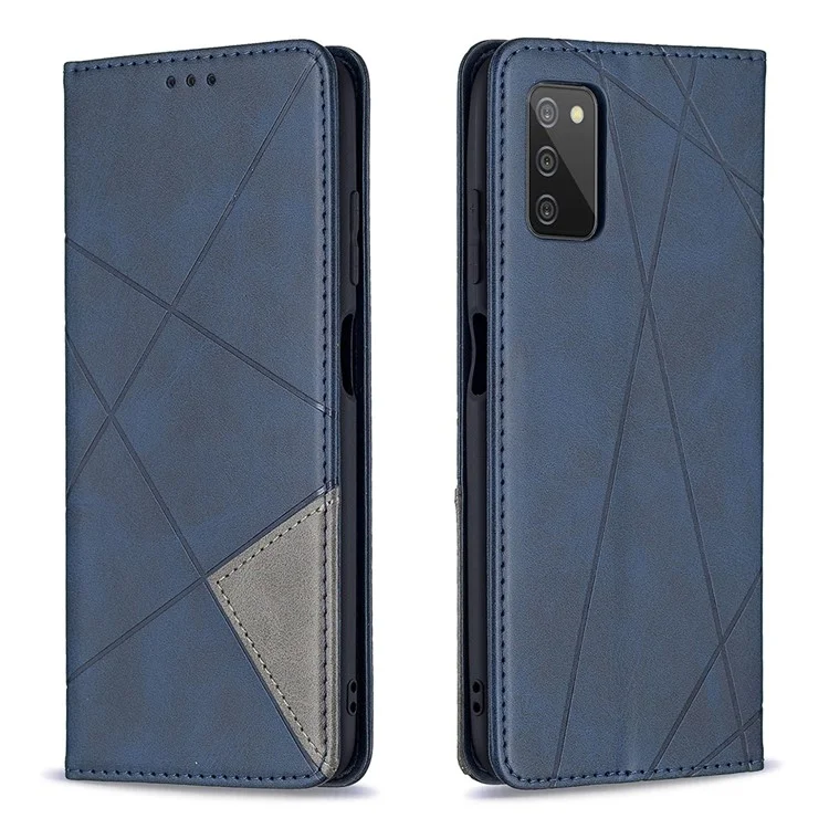 Geometric Pattern Stand Leather Card Holder Case for Samsung Galaxy A03s (166.5 x 75.98 x 9.14mm) Cover - Blue
