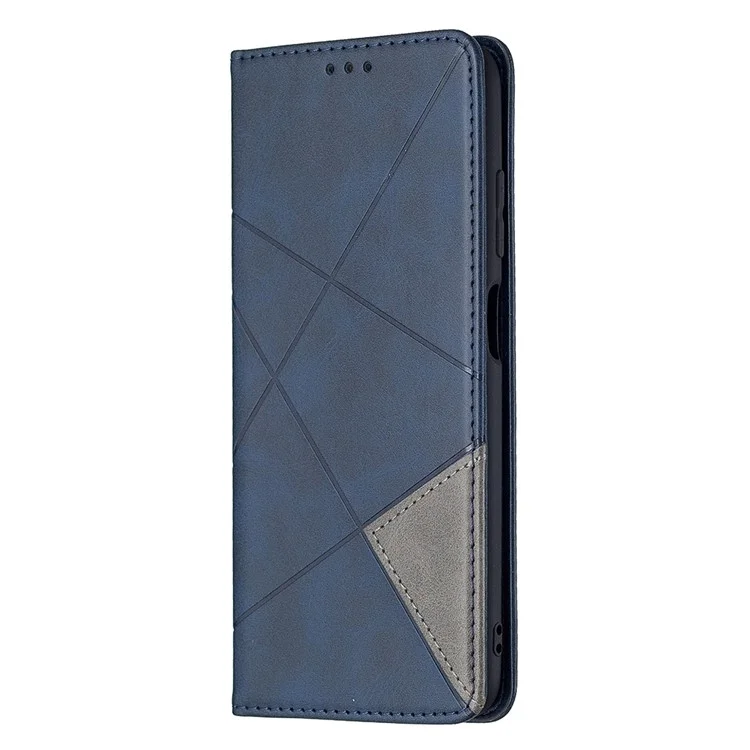 Geometric Pattern Stand Leather Card Holder Case for Samsung Galaxy A03s (166.5 x 75.98 x 9.14mm) Cover - Blue