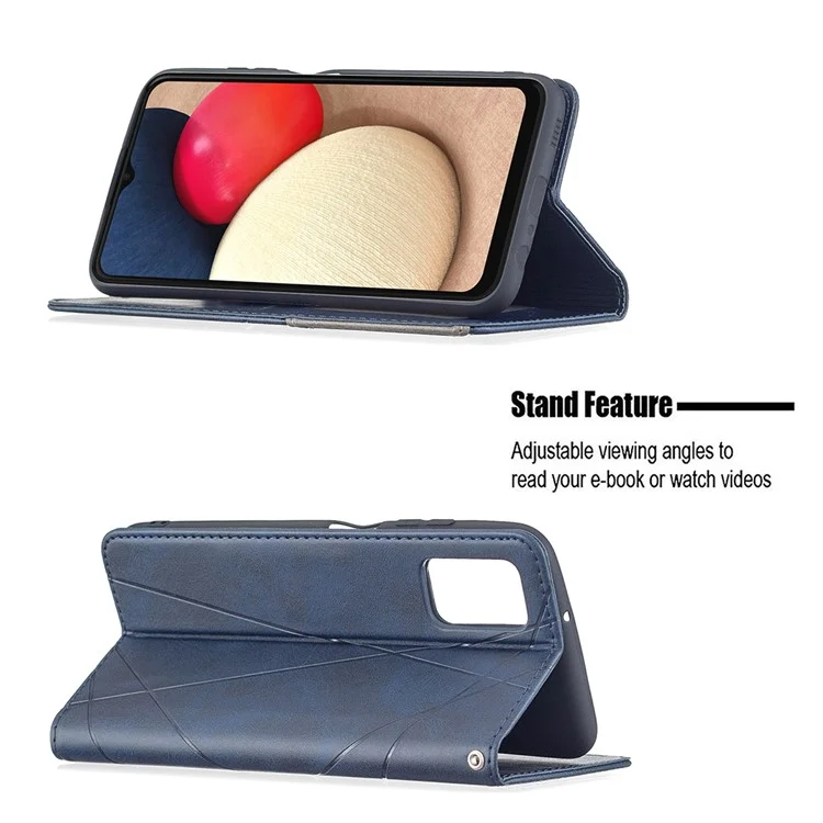 Geometric Pattern Stand Leather Card Holder Case for Samsung Galaxy A03s (166.5 x 75.98 x 9.14mm) Cover - Blue