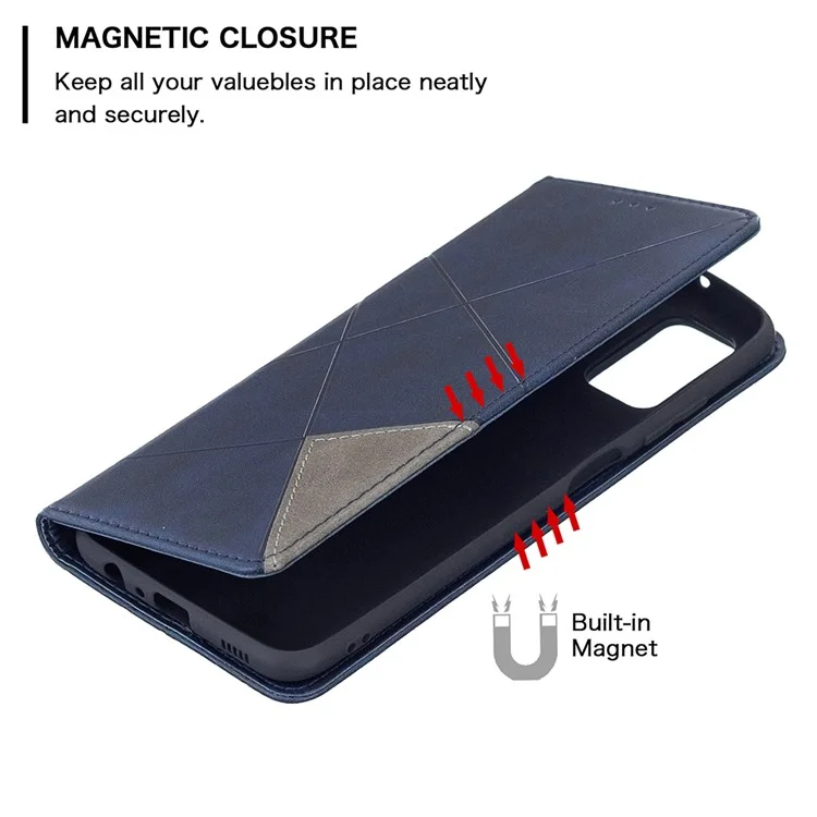 Geometric Pattern Stand Leather Card Holder Case for Samsung Galaxy A03s (166.5 x 75.98 x 9.14mm) Cover - Blue