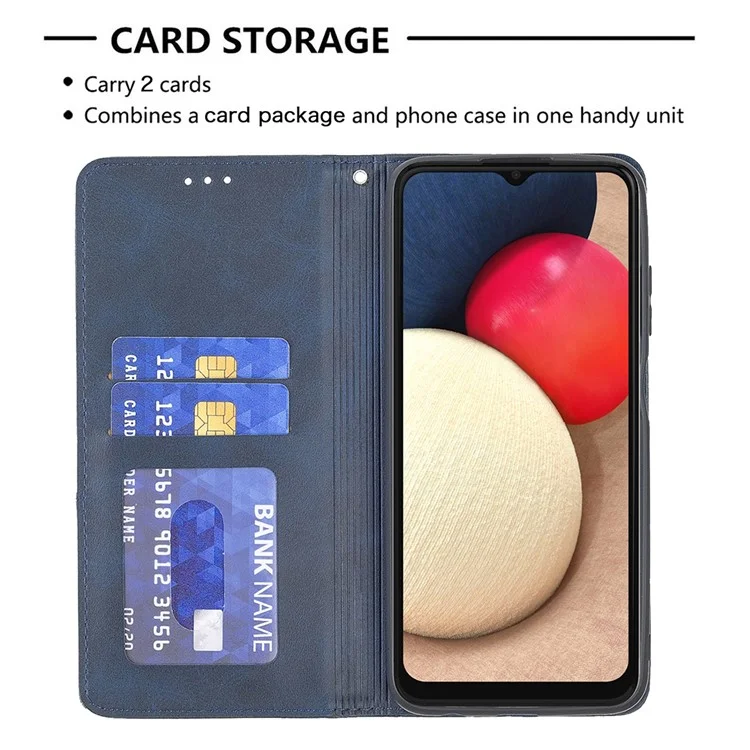 Geometric Pattern Stand Leather Card Holder Case for Samsung Galaxy A03s (166.5 x 75.98 x 9.14mm) Cover - Blue