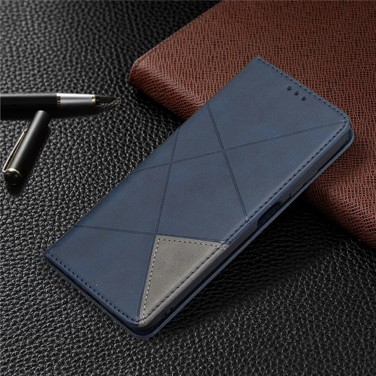Geometric Pattern Stand Leather Card Holder Case for Samsung Galaxy A03s (166.5 x 75.98 x 9.14mm) Cover - Blue
