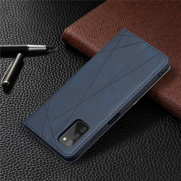 Geometric Pattern Stand Leather Card Holder Case for Samsung Galaxy A03s (166.5 x 75.98 x 9.14mm) Cover - Blue