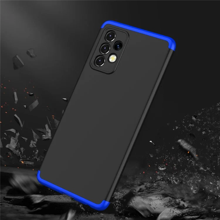 GKK Destacável de 3 Peças de Acabamento Fosco Superfície de Plástico Dura Tampa Para Samsung Galaxy A52 4G/5G / A52s 5G - Preto / Azul