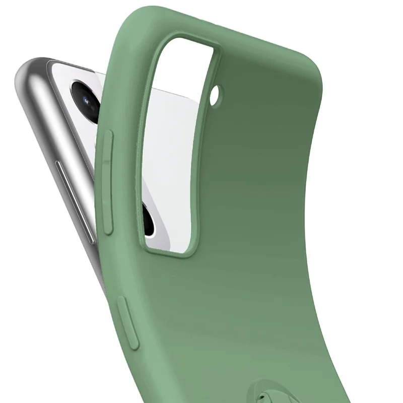 Liquid Silicone Ring Kickstand Design Phone Protective Shell with Strap for Samsung Galaxy S21+ 5G - Black