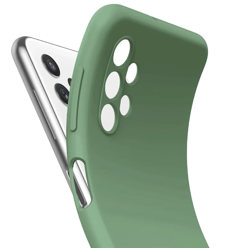 Ring Kickstand Design Plain Liquid Silicone Phone Protective Shell with Strap for Samsung Galaxy A32 4G (EU Version) - Midnight Blue