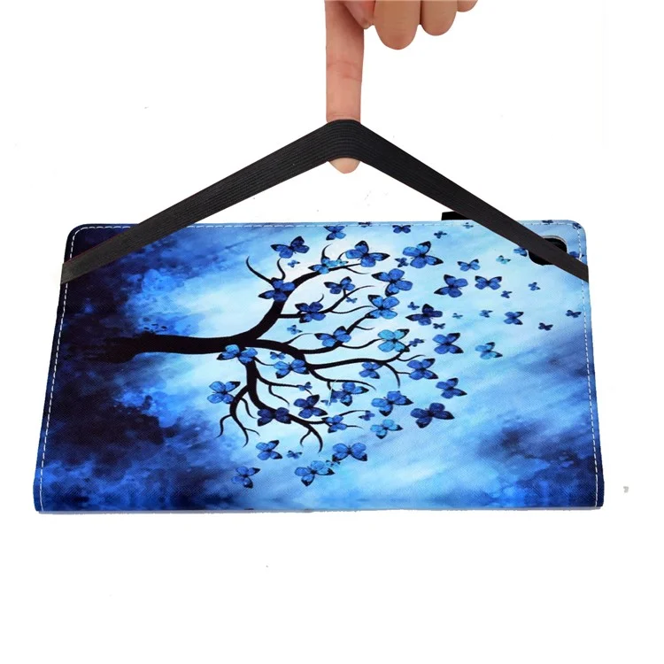 Bande élastique Motif Imprimé Support de Carte Support de Carte de Couverture de Cas pour Samsung Galaxy Tab A7 Lite 8.7 pouces SM-T220 (Wi-Fi) / SM-T225 - Arbre Papillon