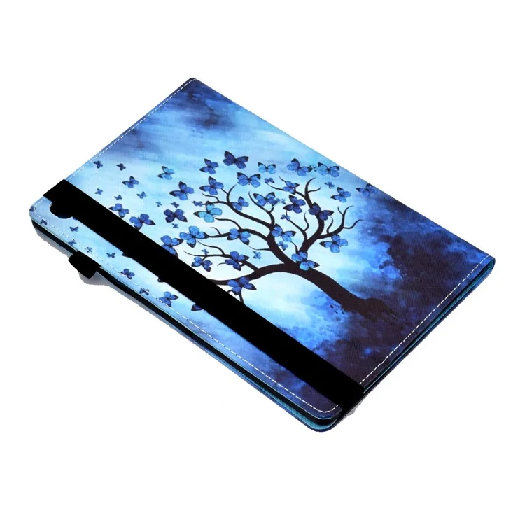 Bande élastique Motif Imprimé Support de Carte Support de Carte de Couverture de Cas pour Samsung Galaxy Tab A7 Lite 8.7 pouces SM-T220 (Wi-Fi) / SM-T225 - Arbre Papillon