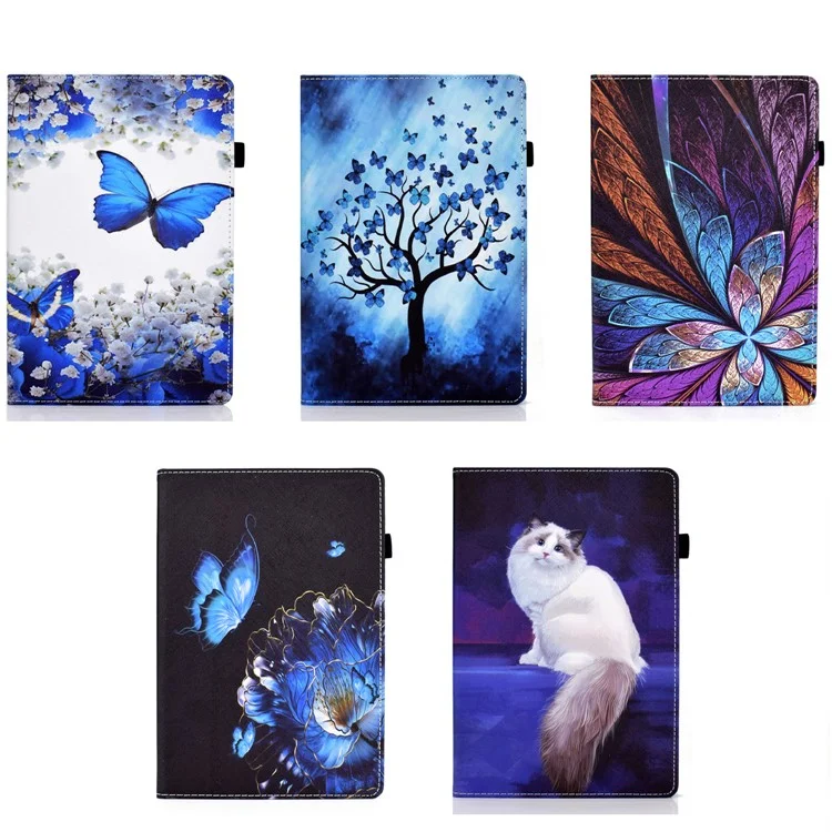 Bande élastique Motif Imprimé Support de Carte Support de Carte de Couverture de Cas pour Samsung Galaxy Tab A7 Lite 8.7 pouces SM-T220 (Wi-Fi) / SM-T225 - Arbre Papillon
