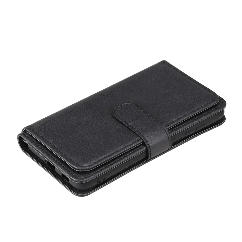 For Samsung Galaxy S21 FE / S21 Fan Edition Leather Case with 10 Card Holder Phone Cover Stand - Black