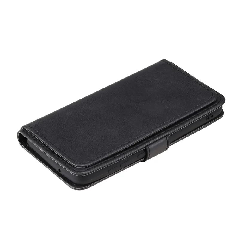 For Samsung Galaxy S21 FE / S21 Fan Edition Leather Case with 10 Card Holder Phone Cover Stand - Black