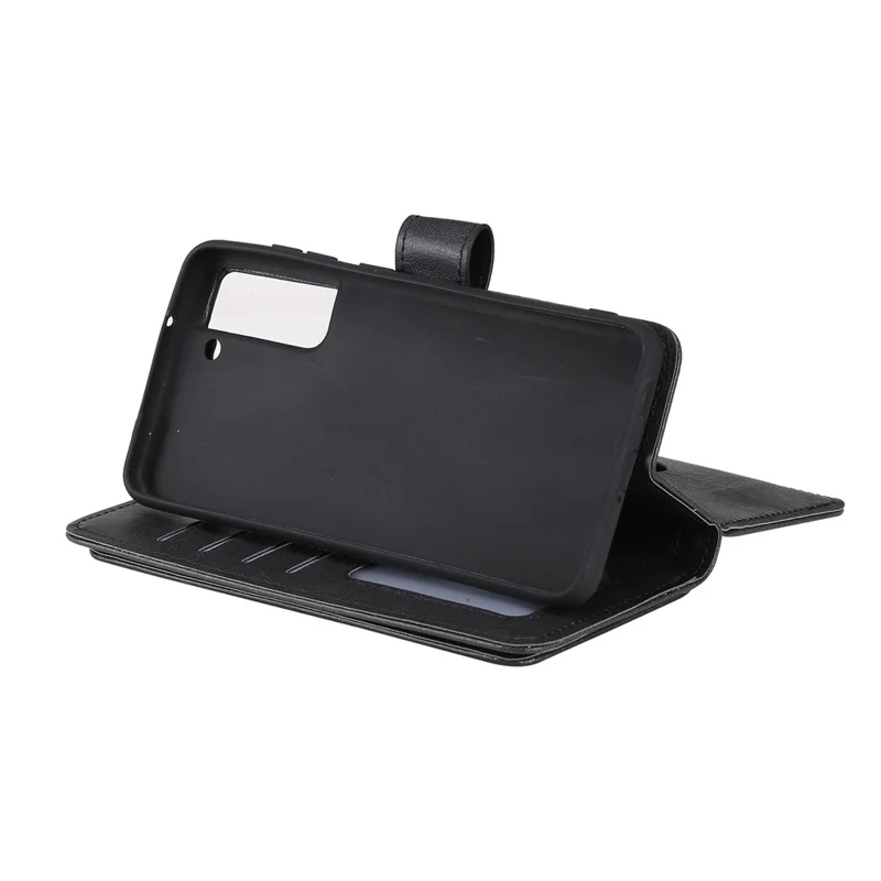 For Samsung Galaxy S21 FE / S21 Fan Edition Leather Case with 10 Card Holder Phone Cover Stand - Black