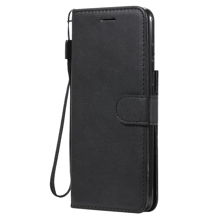 KT Leather Series-2 Diseño de Billetera Protección Completa de Cuero Liso Soporte Con Correa Para Samsung Galaxy S21 fe - Negro