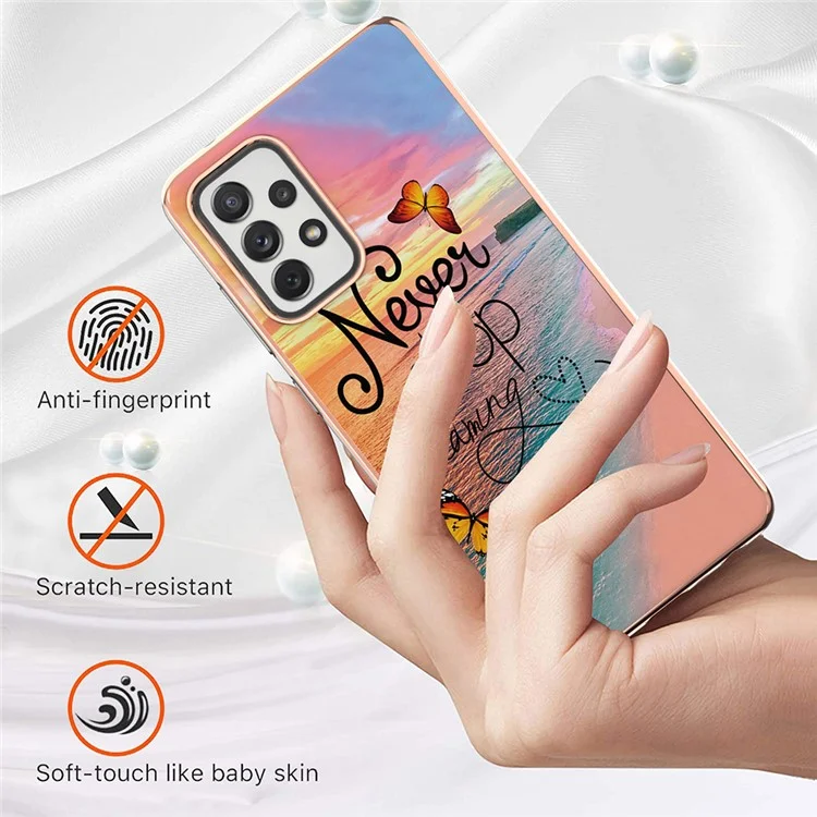 Full Coverage Electroplating IMD Shockproof Protective TPU Shell Case for Samsung Galaxy A72 5G / 4G - Never Stop Dreaming